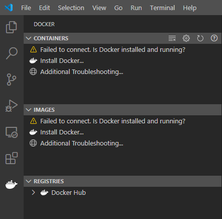 VSCode Docker extension error