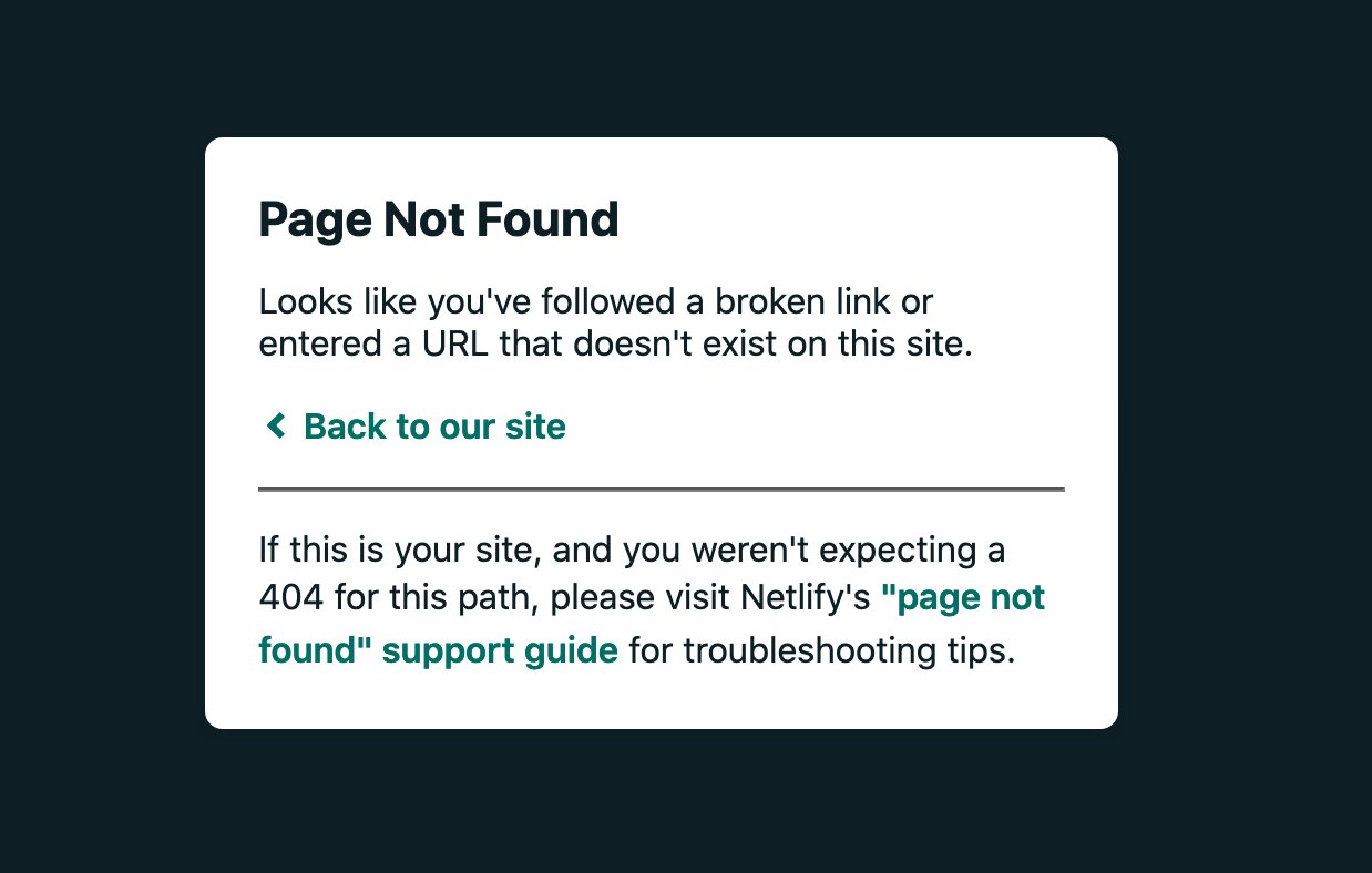 404 error page in Netlify